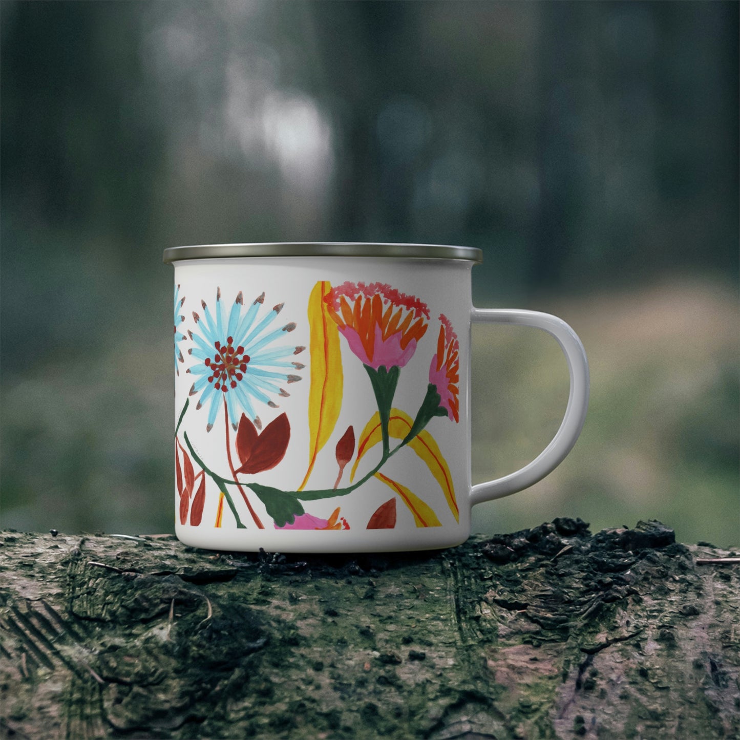 Pink Flower 1. Taza en metal