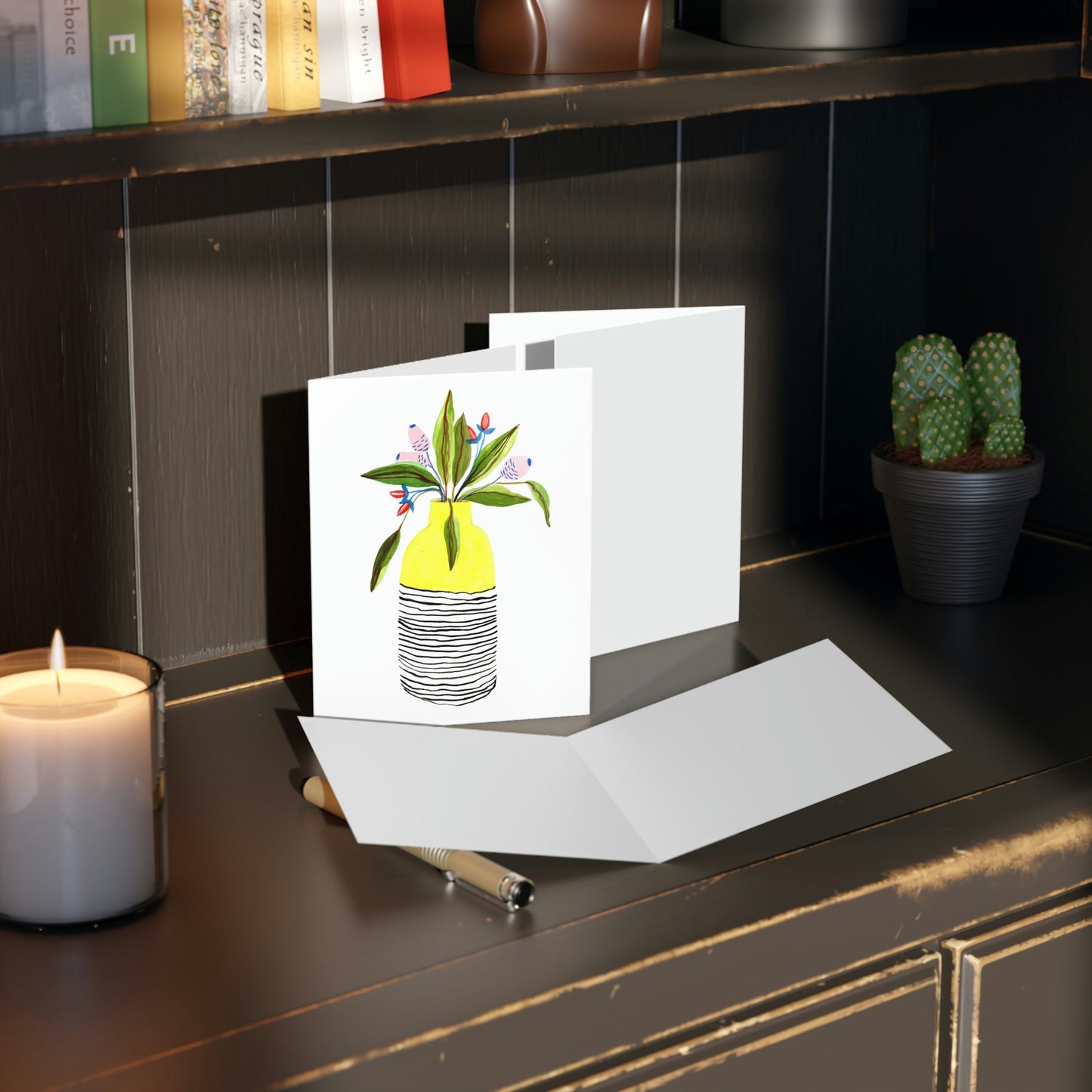 Florero Tropical 1. Tarjetas con sobres 4.25" x 5.5" (8 pcs)