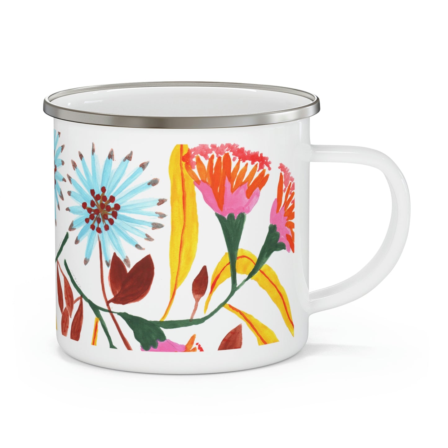 Pink Flower 1. Taza en metal