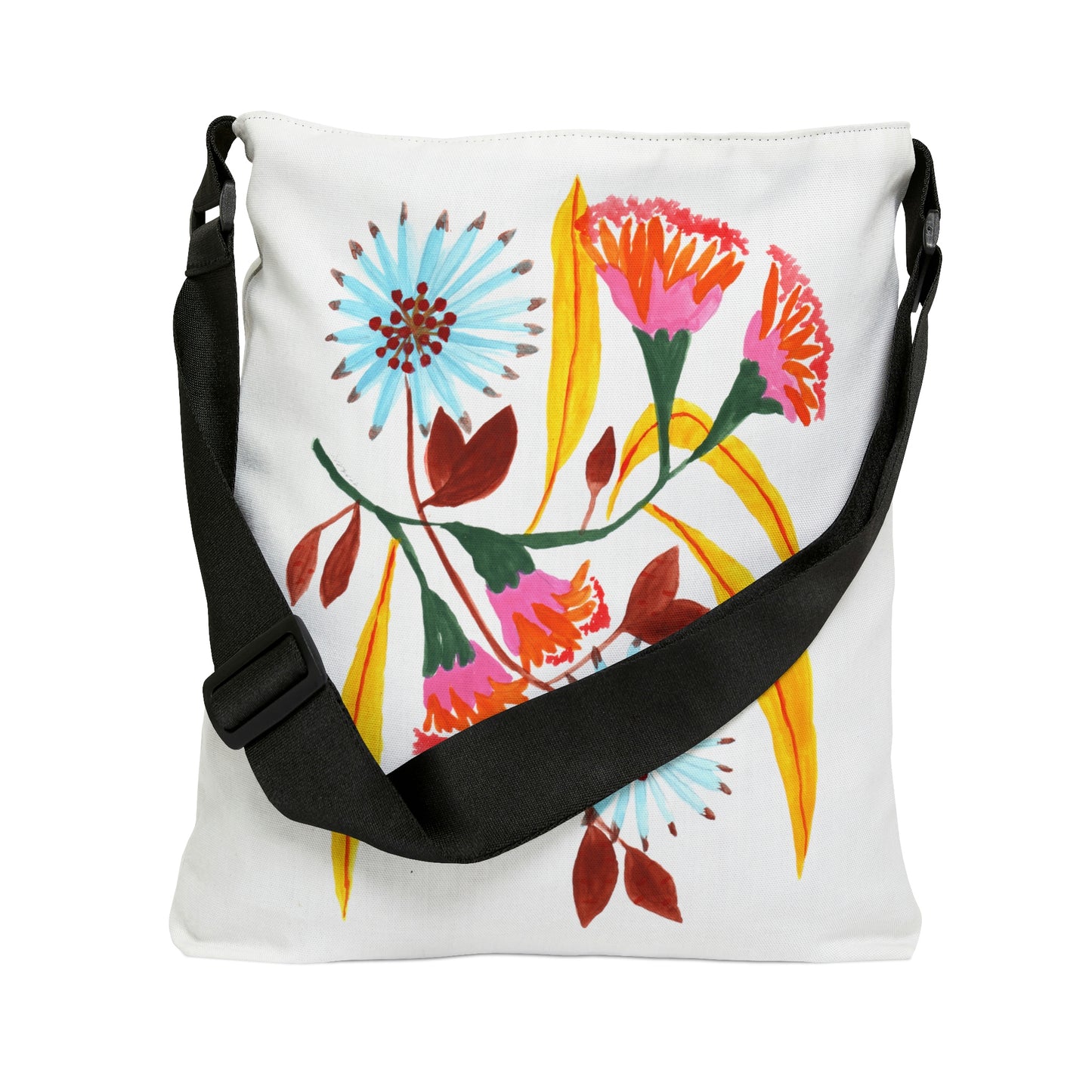 Pink Flower 1. Ajustable Tote Bag.