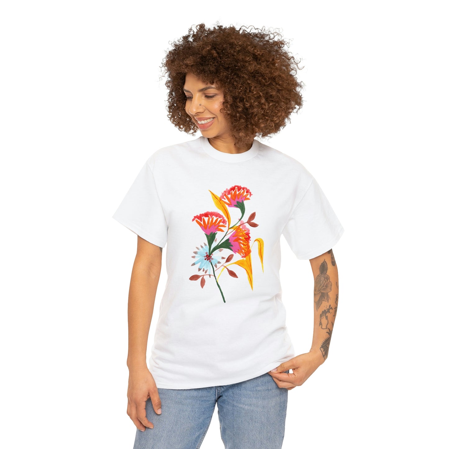 Pink Flower 1. Camiseta en algodón. Unisex