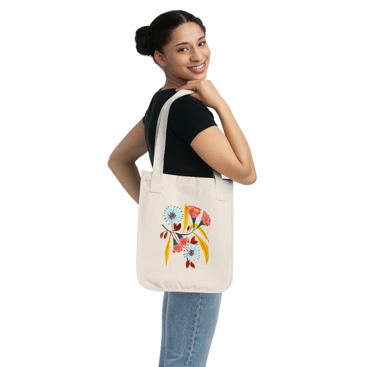 Pink Flower 1. Organic Canvas Tote Bag