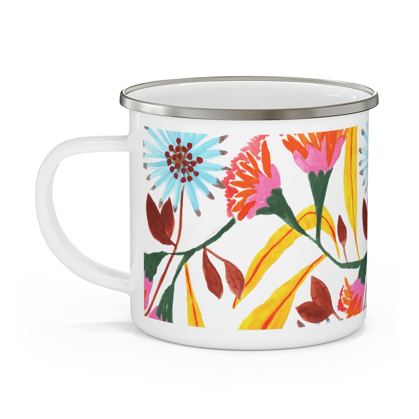 Pink Flower 1. Taza en metal
